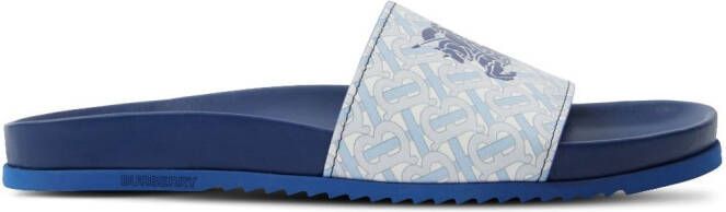 Burberry EKD monogram-print leather slides Blue