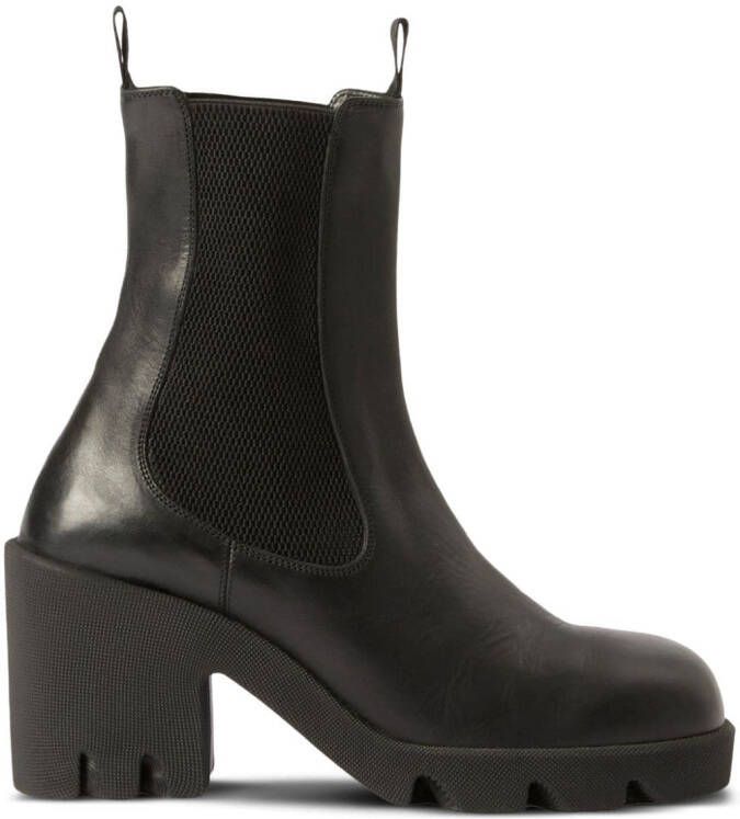 Burberry elasticated-panel leather boots Black
