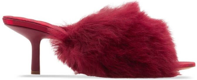 Burberry Jackie 65mm shearling sandals Red