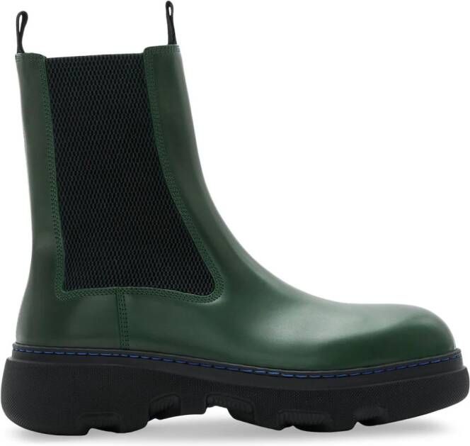 Burberry round-toe leather boots Green