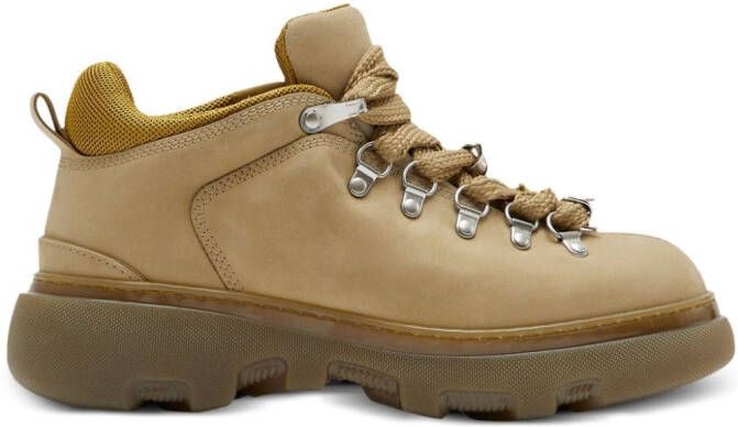 Burberry round-toe leather boots Neutrals