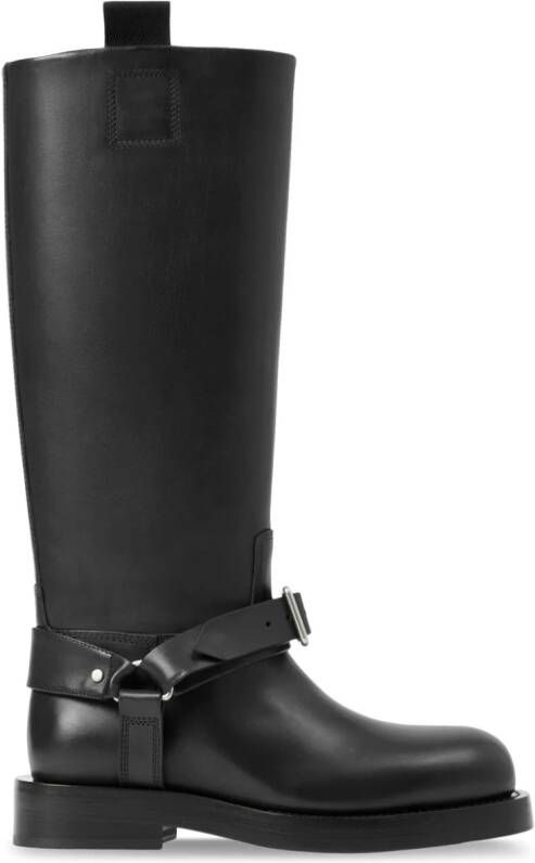 Burberry Saddle knee-high leather boots Black