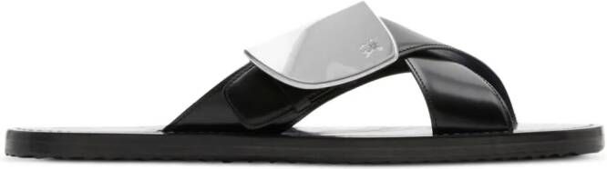 Burberry Strip Shield leather slides Black