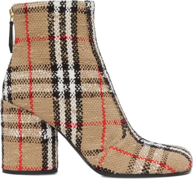 Burberry Vintage Check bouclé 85mm ankle boots Neutrals
