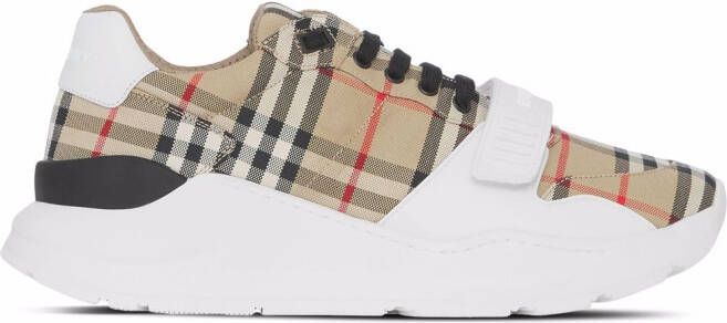 Burberry Vintage Check-pattern touch-strap sneakers Neutrals