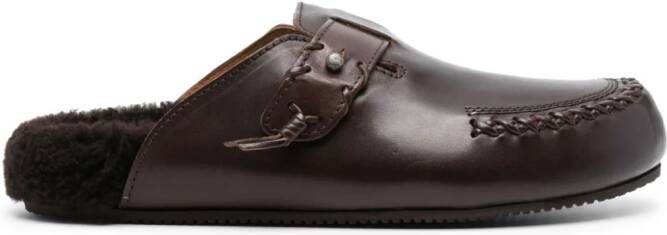 Buttero Glamping leather slippers Brown