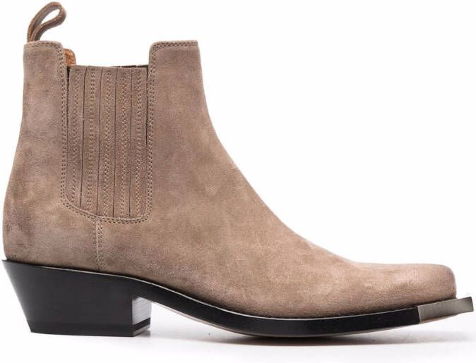 Buttero square-toe suede ankle boots Brown