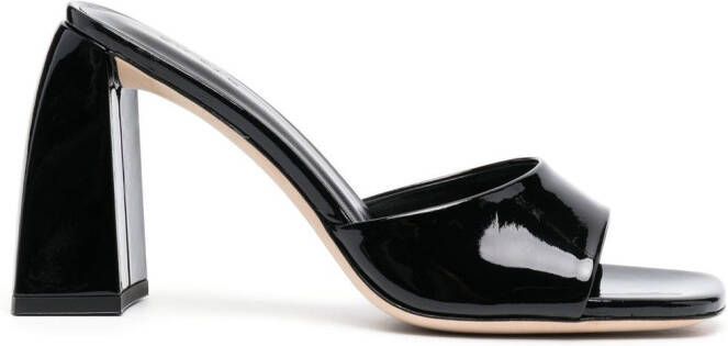 BY FAR 100mm patent-leather sandals Black