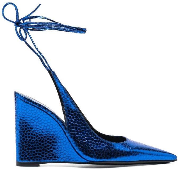 BY FAR 110mm wedge pumps Blue