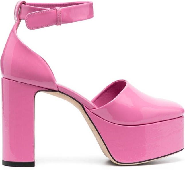 BY FAR Barb 120mm platform pumps Pink