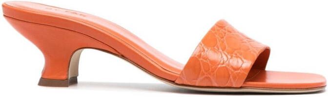 BY FAR Ceni crocodile-embossed mules Orange