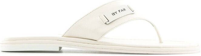 BY FAR logo plaque flip flops White