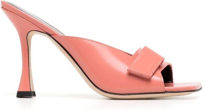 BY FAR Olivia square-toe leather sandals Pink