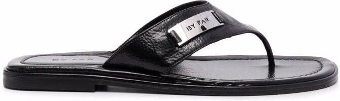 BY FAR Piel thong flip flops Black