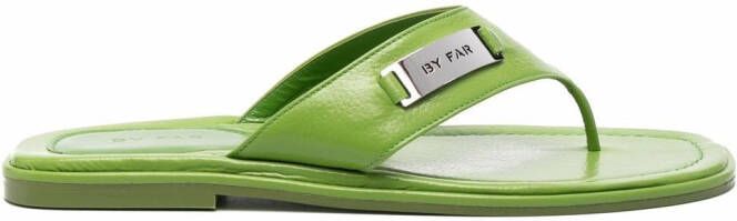 BY FAR Piel thong flip flops Green