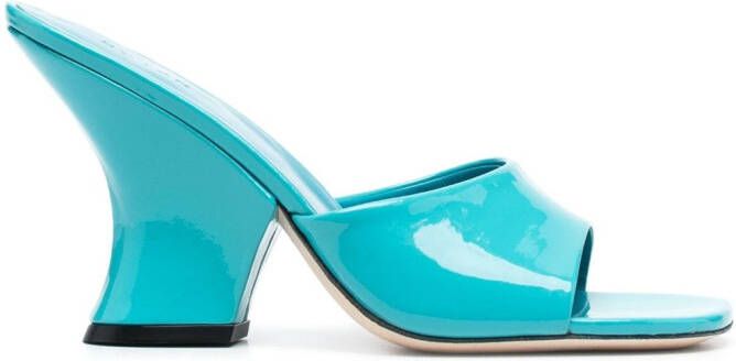 BY FAR Tais 85mm patent-leather sandals Blue