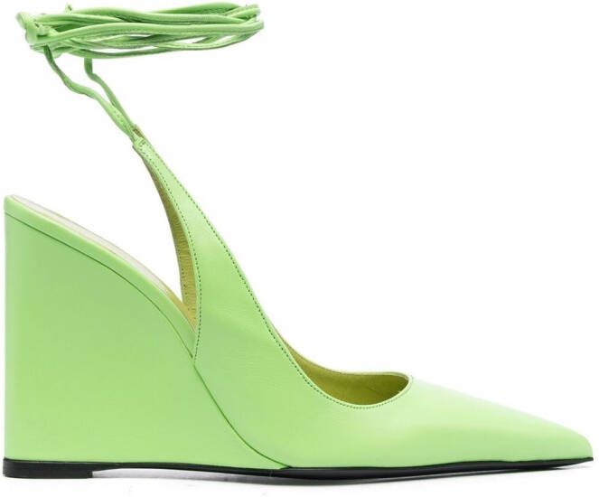 BY FAR Vaughn slingback wedge pumps Green
