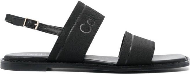 Calvin Klein debossed-logo leather sandals Black