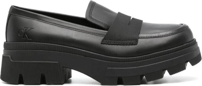 Calvin Klein Jeans chunky combat leather loafers Black