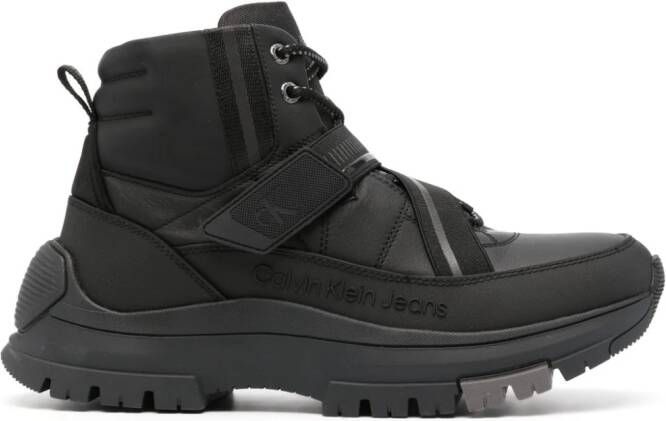 Calvin Klein Jeans logo-embossed leather ankle boots Black