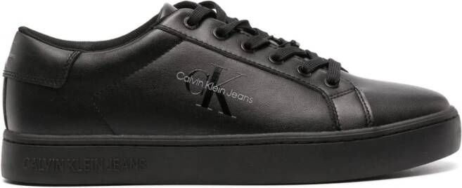 Calvin Klein Jeans logo-embossed leather sneakers Black