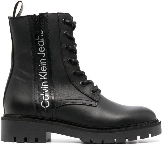 Calvin Klein Jeans logo-print leather boots Black