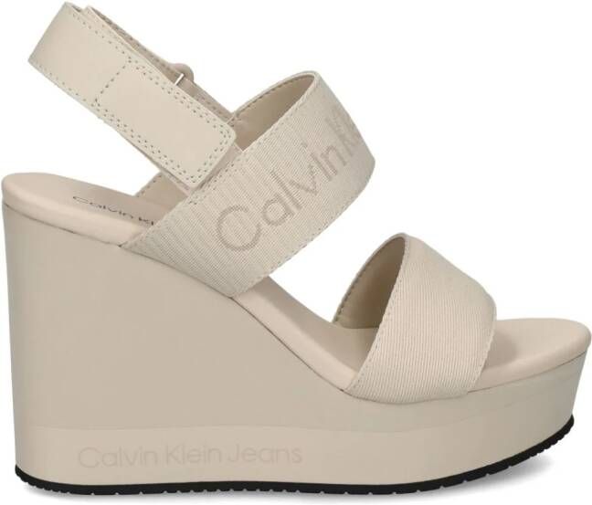 Calvin Klein Jeans logo-strap 110mm wedge sandals Neutrals