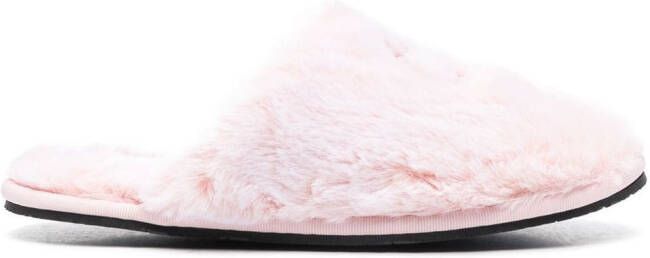 Calvin Klein logo appliqué faux-fur slippers Pink