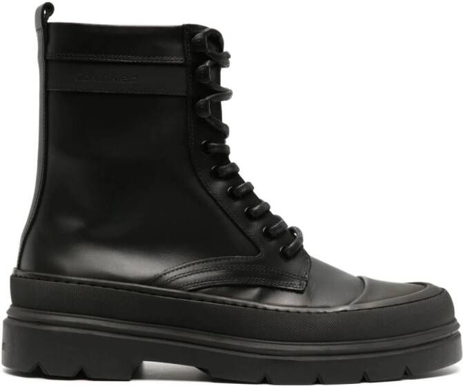 Calvin Klein logo-debossed leather ankle boots Black