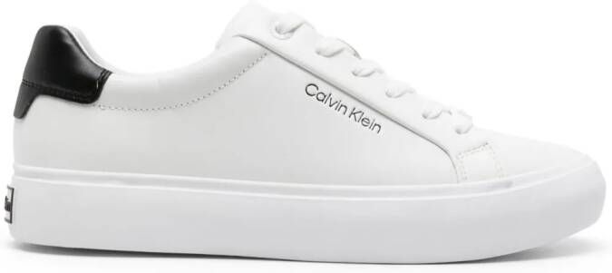 Calvin Klein logo-debossed leather sneakers White