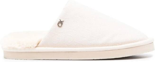 Calvin Klein logo-jacquard lined slippers Neutrals