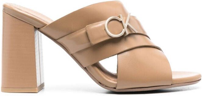 Calvin Klein 95mm logo-plaque sandals Neutrals