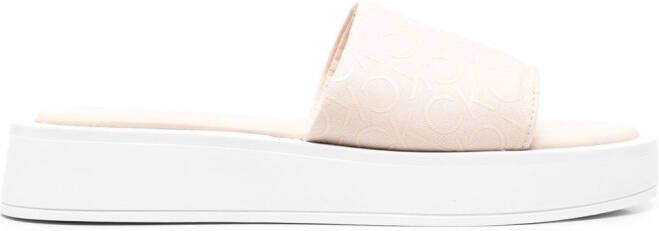 Calvin Klein monogram-vamp chunky sole slides Neutrals
