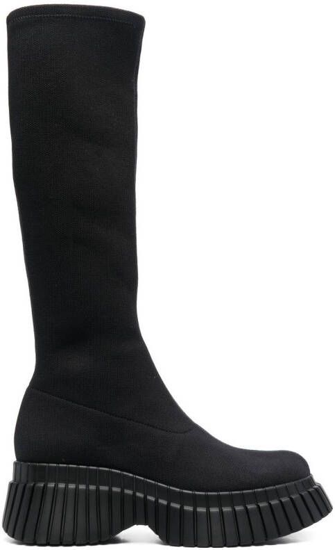 Camper 70mm knitted platform boots Black