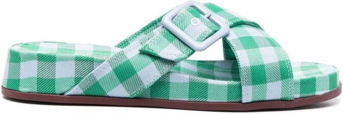 Camper Atonik gingham-check sandals Green