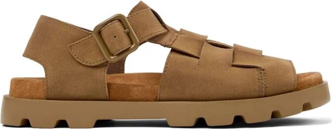 Camper Brutus buckled suede sandals Brown