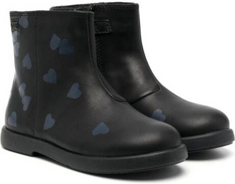 Camper Kids Duet Twins heart-print boots Black