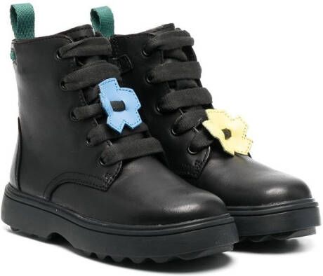 Camper Kids Norte Twins floral-patch boots Black