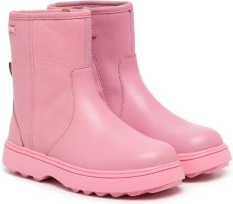 Camper Kids round-toe leather boots Pink