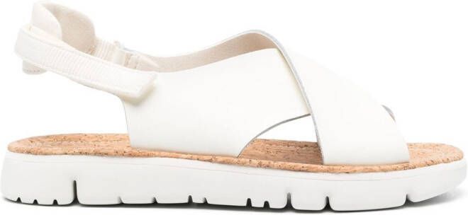 Camper Oruga crossover-strap leather sandals White
