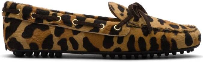 Car Shoe Animalier-print calf hair loafers Brown