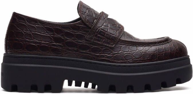 Car Shoe crocodile effect moccasins Purple