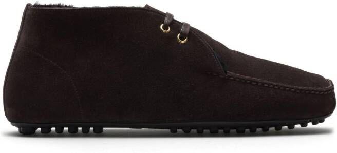 Car Shoe fur-lined suede driving boots Brown