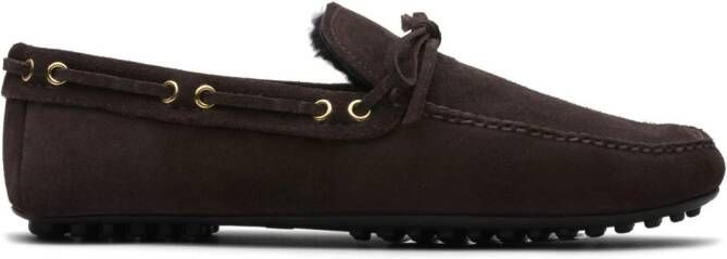 Car Shoe fur-lined suede driving shoes Brown