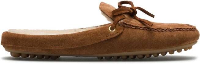 Car Shoe lace-up suede slippers Brown