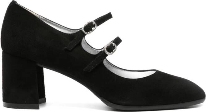 Carel Paris Alice 60mm crystal-buckle suede pumps Black