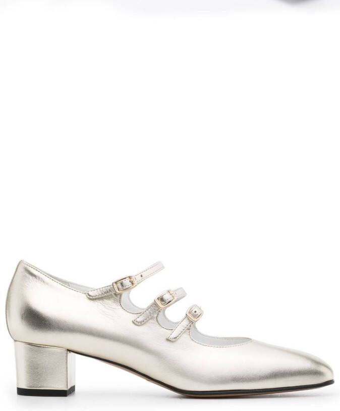 Carel Paris Kina 45mm metallic Mary Jane pumps Gold