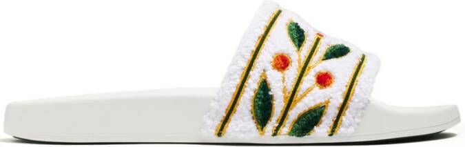 Casablanca embroidered terry slides White