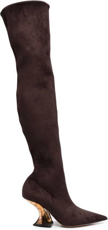 Casadei 100mm thigh-high suede boots Brown
