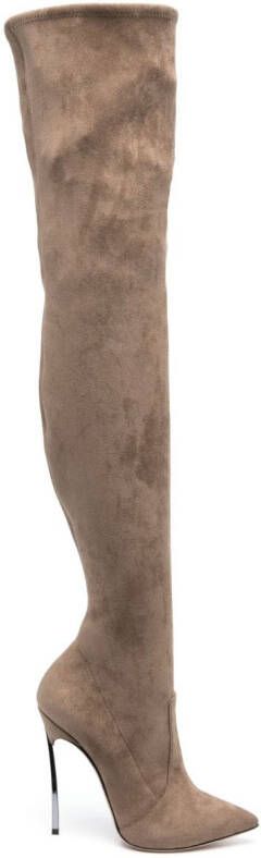 Casadei 115mm Blade suede boots Brown